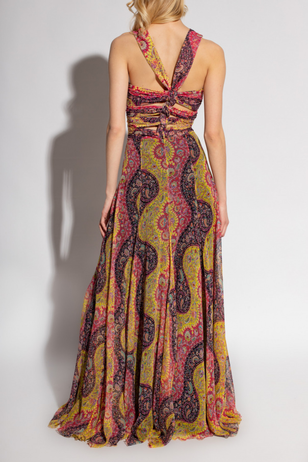 【関税&送料込】Etro Dress Etro Sleeveless Draped Paisley Silk Dress